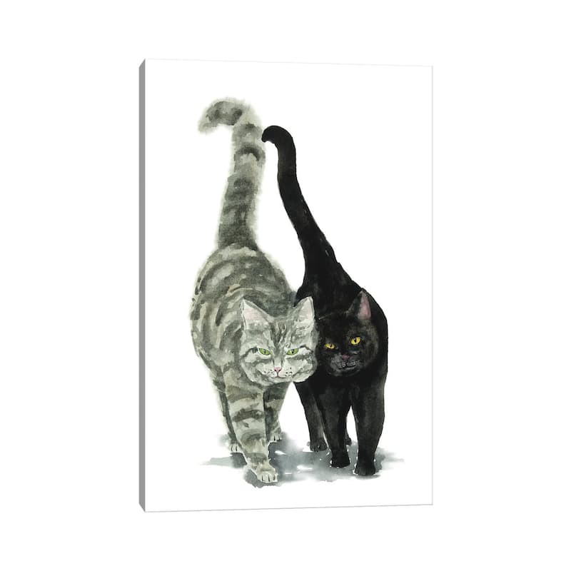 iCanvas "Black Cat And Tabby Cat" by Alexey Dmitrievich Shmyrov Canvas